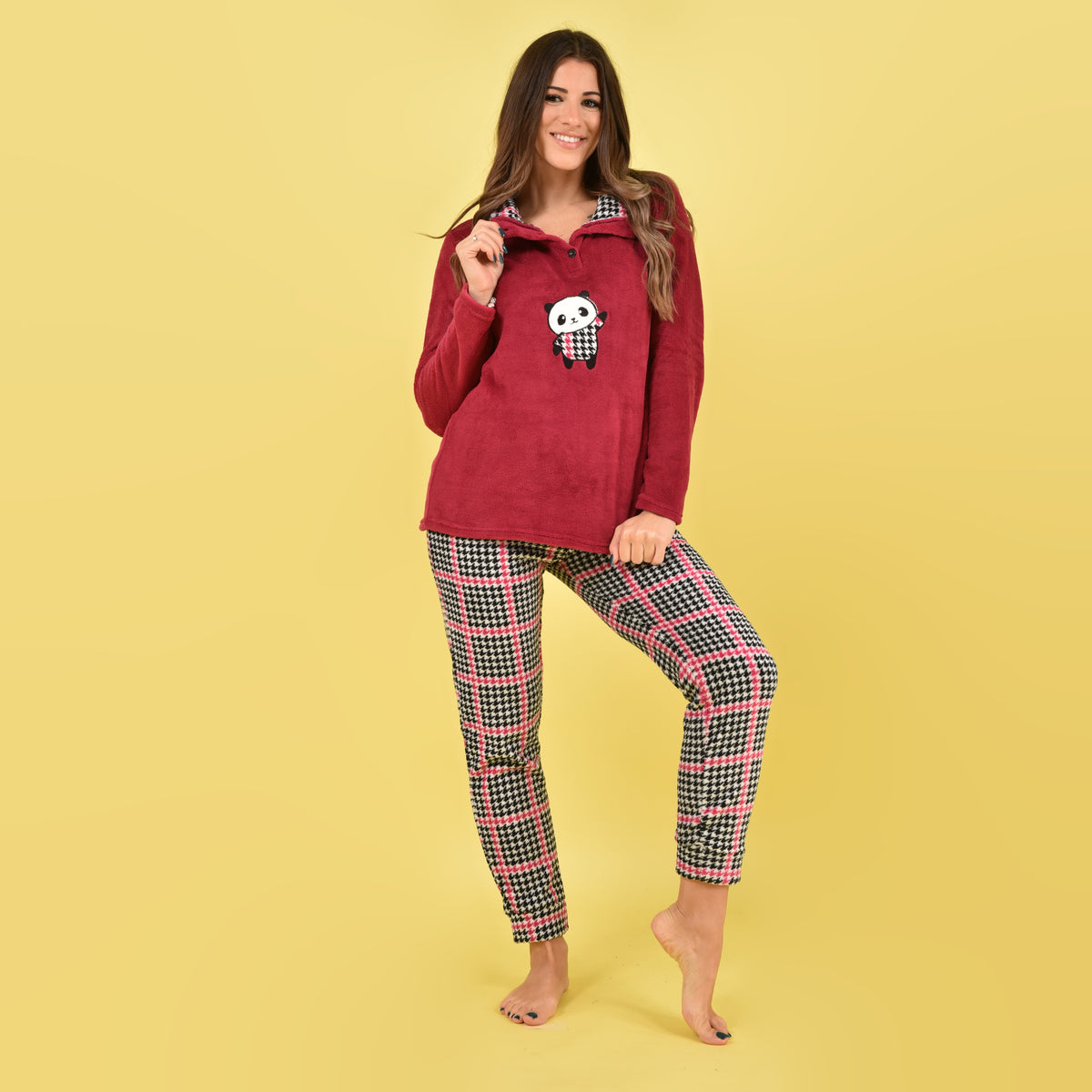 Pigiama donna con panda pied de poule Karelpiù SE3472