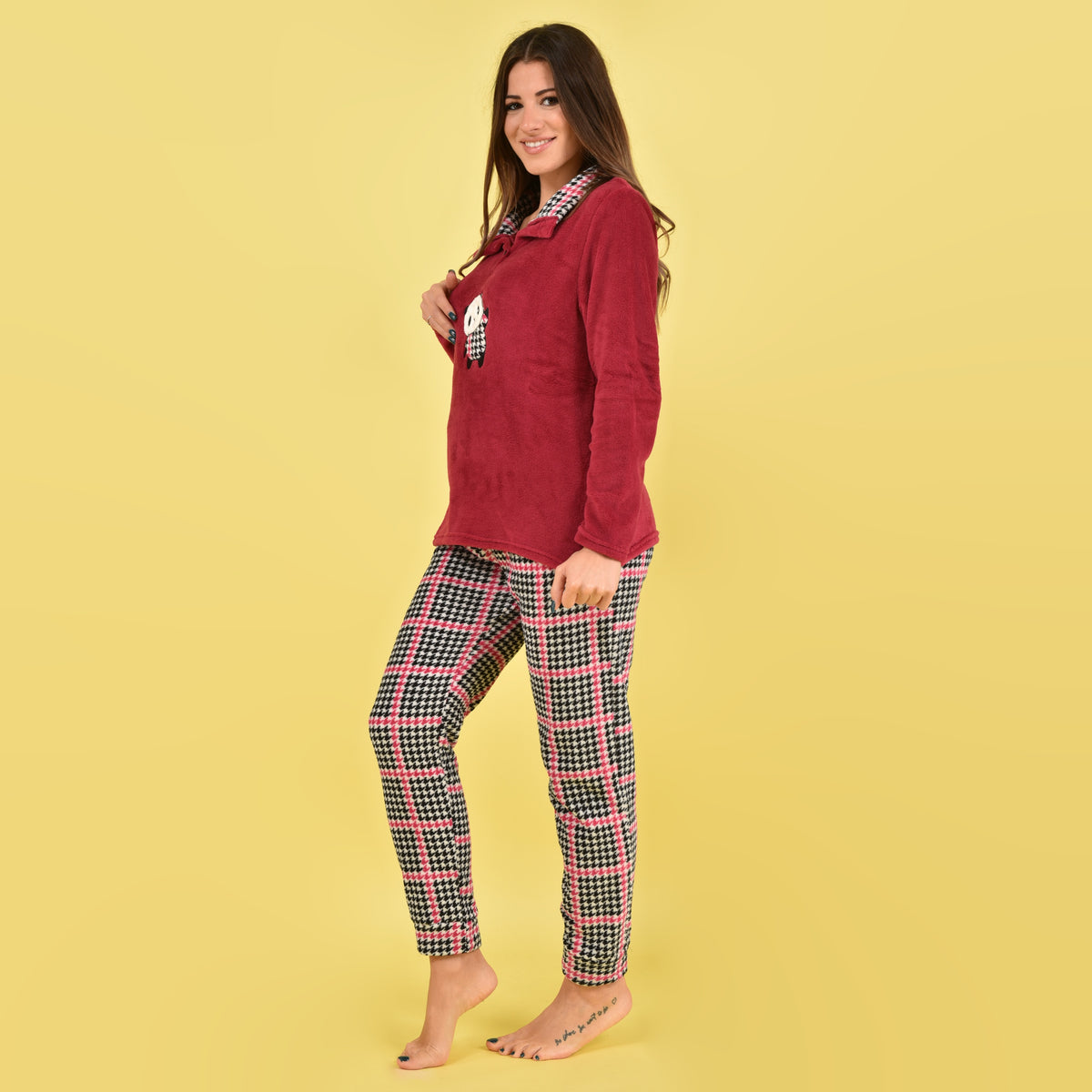 Pigiama donna con panda pied de poule Karelpiù SE3472