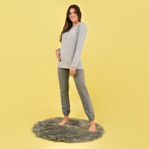 Pigiama donna Jadea 5163 lungo caldo cotone grigio