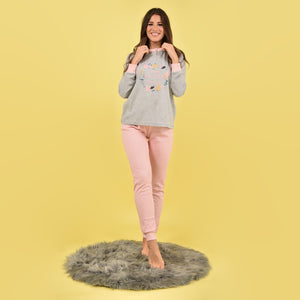 Pigiama donna invernale grigio e rosa Cotonella DDD68