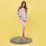 Pigiama donna invernale grigio e rosa Cotonella DDD68