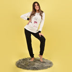 Pigiama donna invernale caldo cotone panna Cotonella DDD67