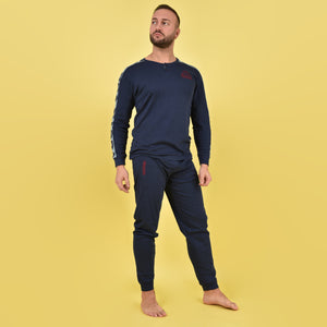 Pigiama uomo invernale Kappa KMW22100 caldo cotone blu