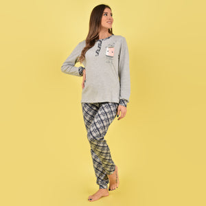 Pigiama donna caldo cotone grigio Cotonella DDD71