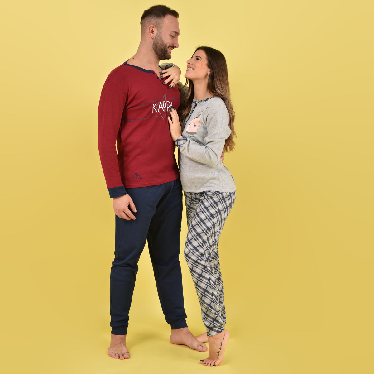 Pigiama donna caldo cotone grigio Cotonella DDD71