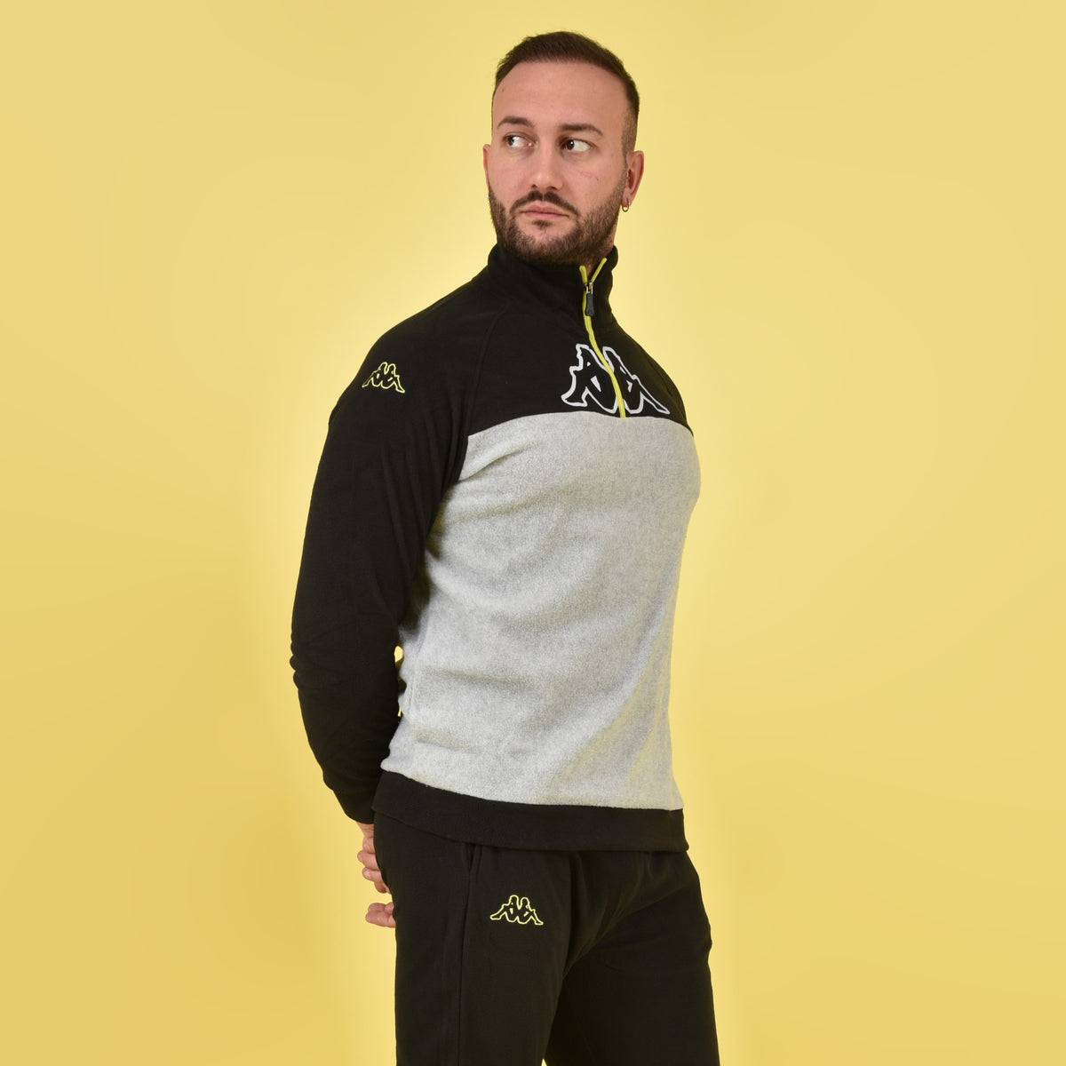 Pigiama tuta in pile micro polar mezza zip Kappa 22131 caviar