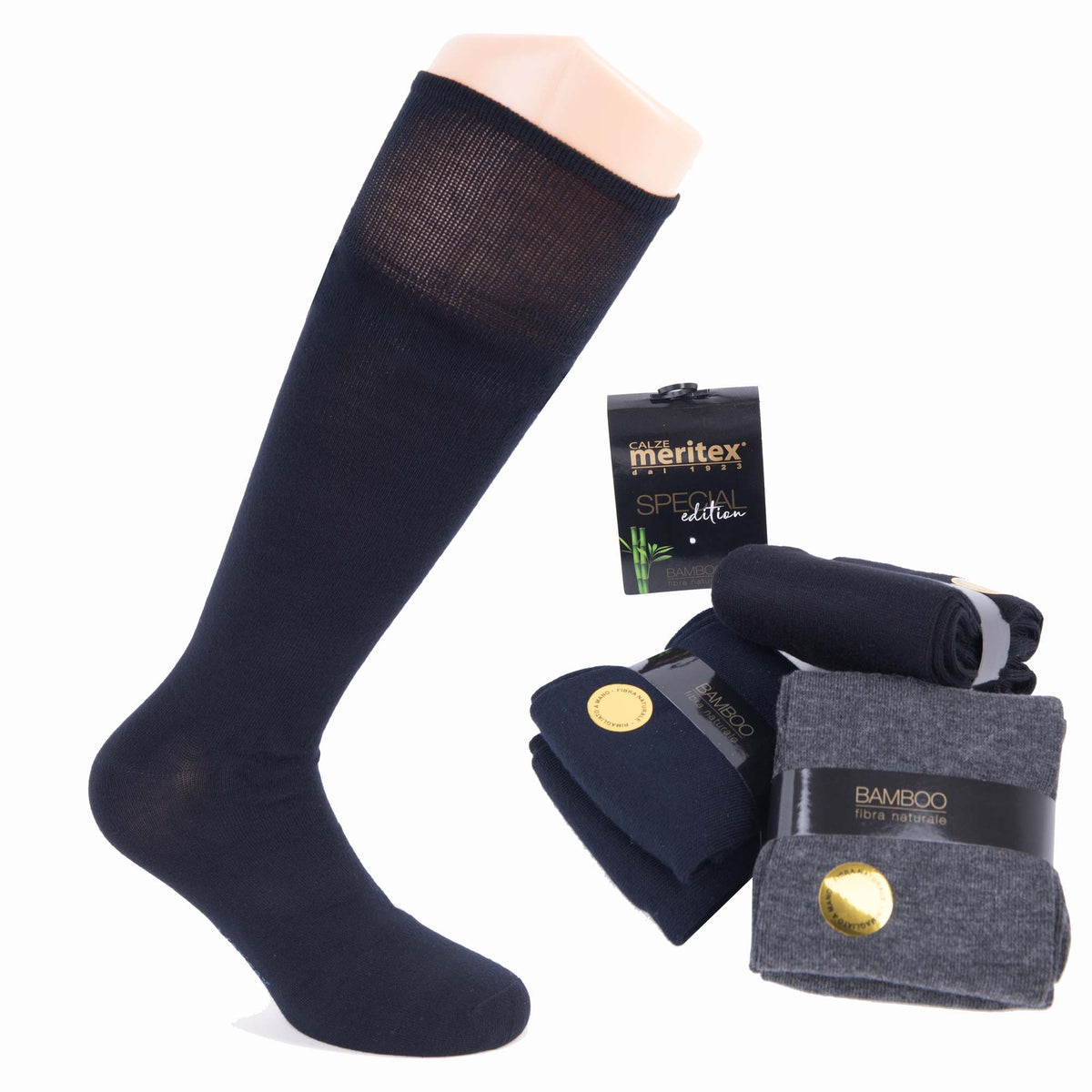 Calze da uomo lunghe Meritex 2000 fibra naturale di bamboo 