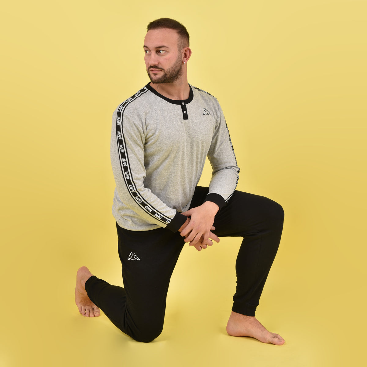 Pigiama Kappa grigio nero interlock caldo 22107 sportivo