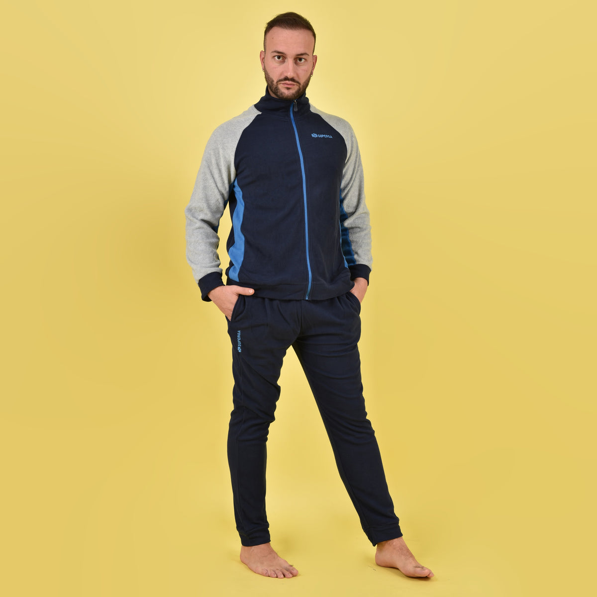 Tuta uomo pile micropolar con zip Superga navy SMW22332