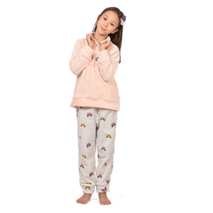 Pigiama in coral bimba soffice e caldo a collo alto Irge IK363