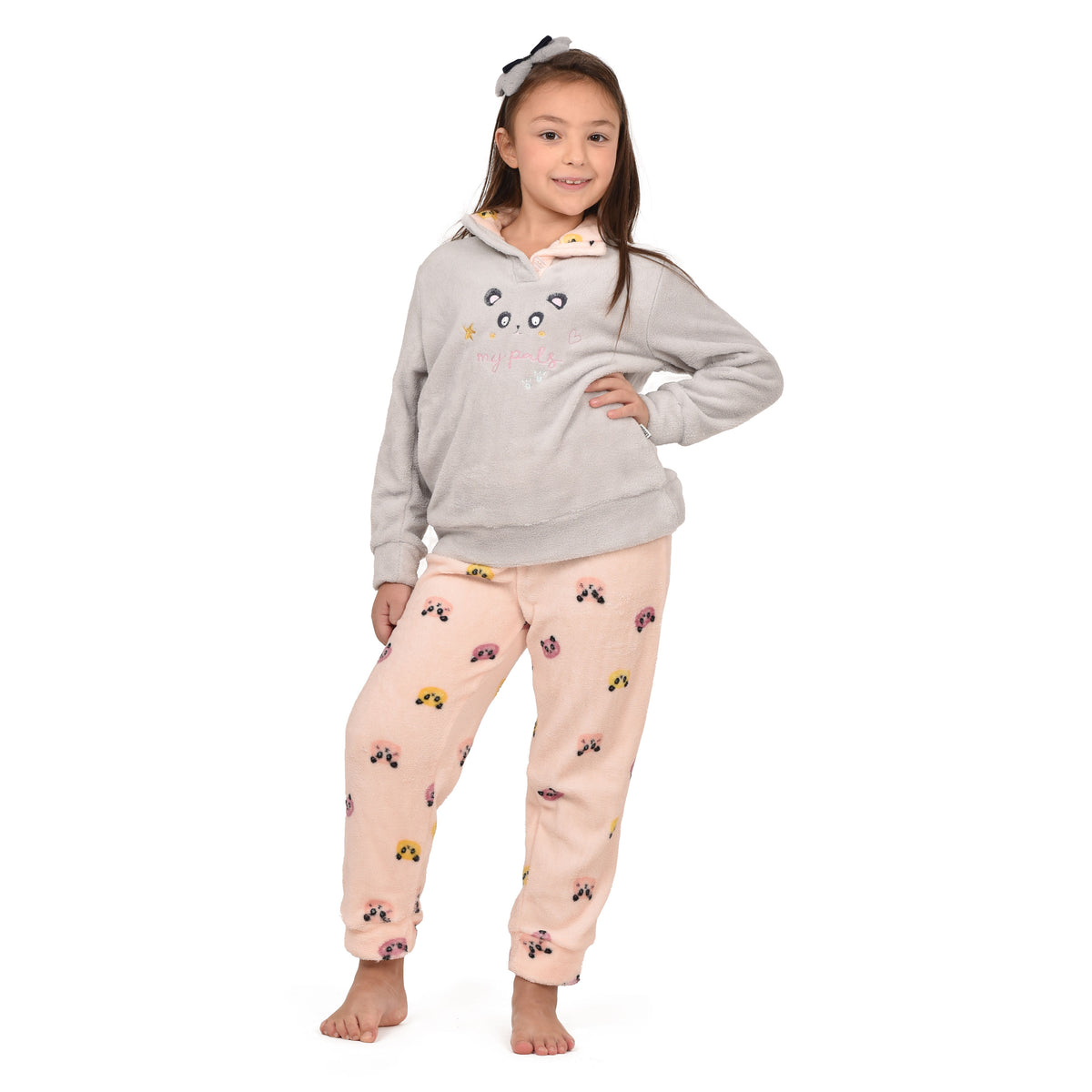 Pigiama in coral bimba soffice e caldo a collo alto Irge IK363
