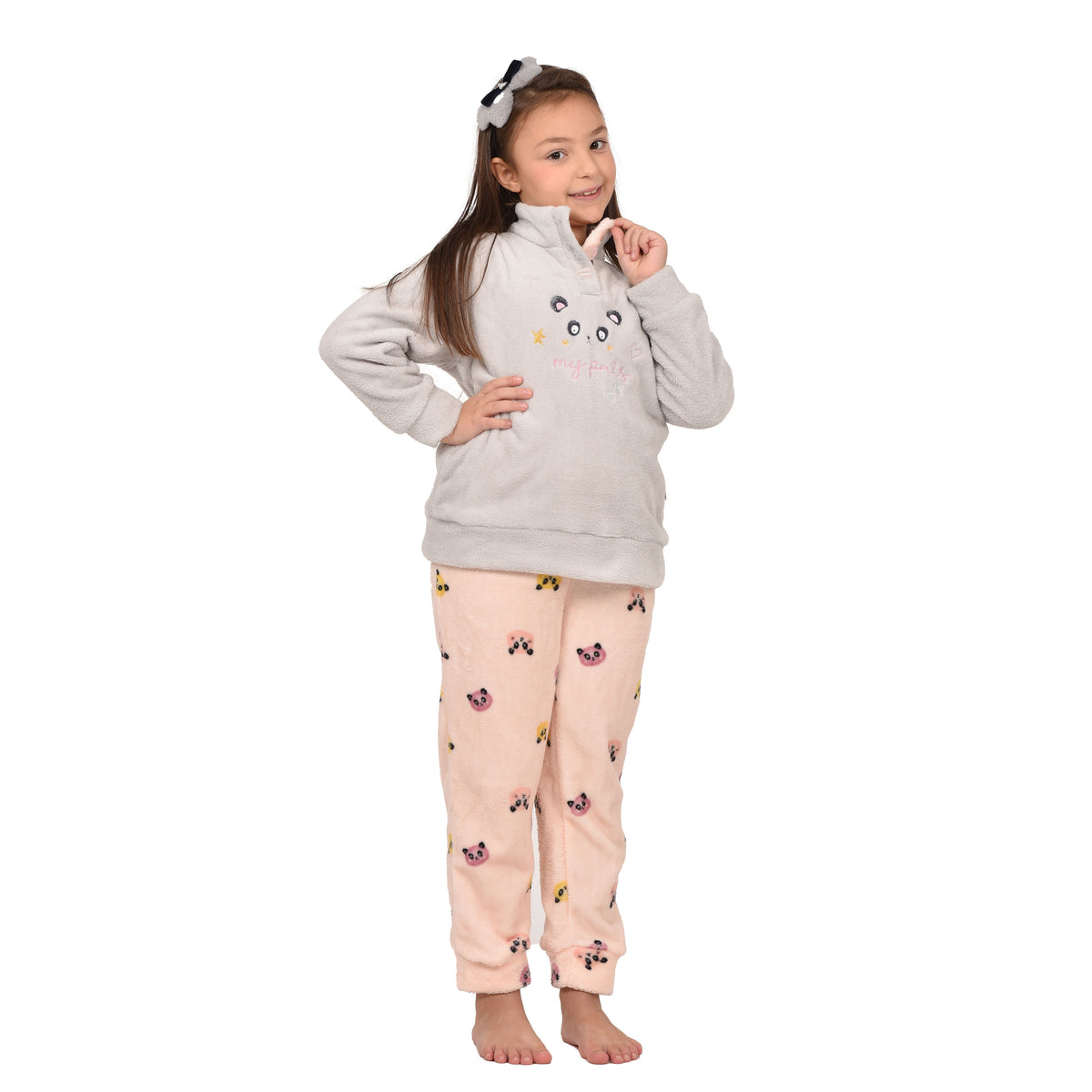Pigiama in coral bimba soffice e caldo a collo alto Irge IK363