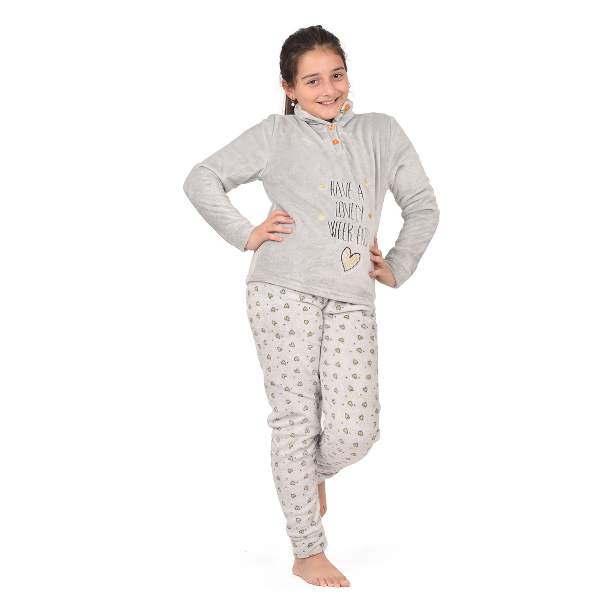 Pigiama bimba ragazza in caldo coral a collo alto Irge SD145