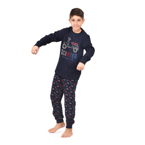 Pigiama bambino in caldo cotone moto con polsini Admas 60885