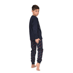 Pigiama bambino in caldo cotone moto con polsini Admas 60885