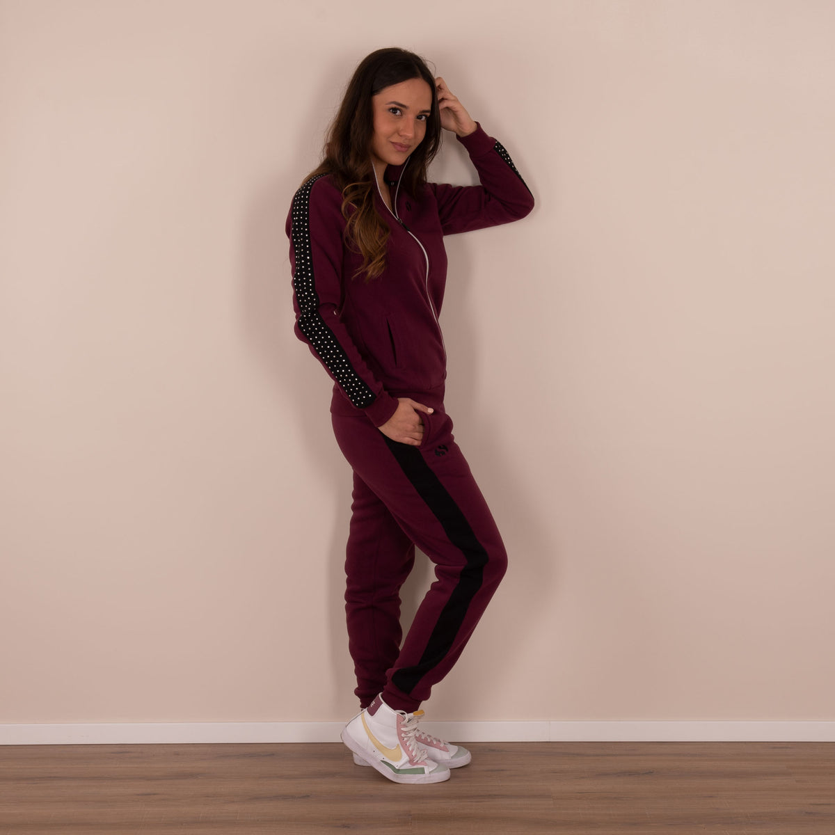 Tuta donna invernale Superga 21652 aperta felpato prugna