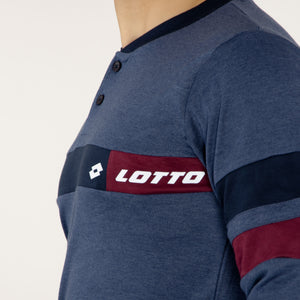 Pigiama uomo Lotto LP4070 caldo cotone blu melange con polsini