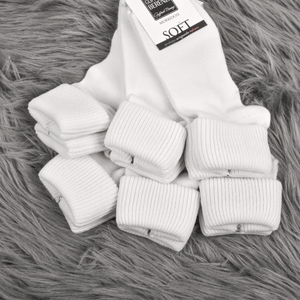 Calze donna corte morbide calde soft 3022 con risvolto 6 paia bianche
