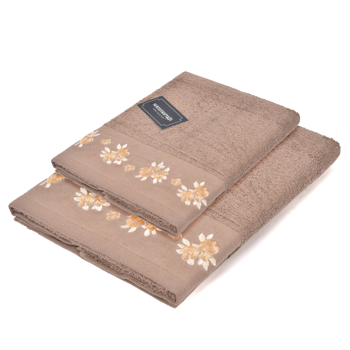 Set asciugamani viso + ospite Sommaruga BA9006 spugna dis 5 nocciola