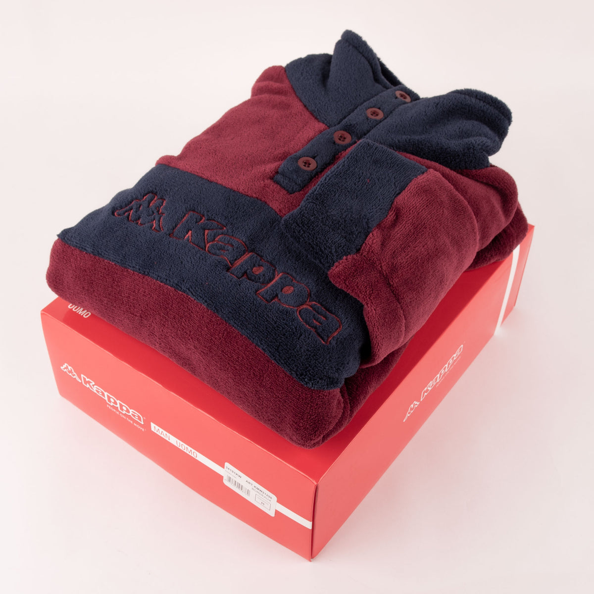 Pigiama uomo Kappa 21298 caldissimo pile coral bordeaux