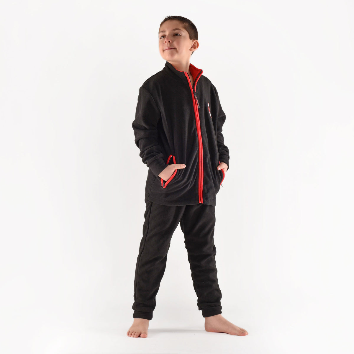 Pigiama tuta bambino Milan zip pile B2MI15118 nero