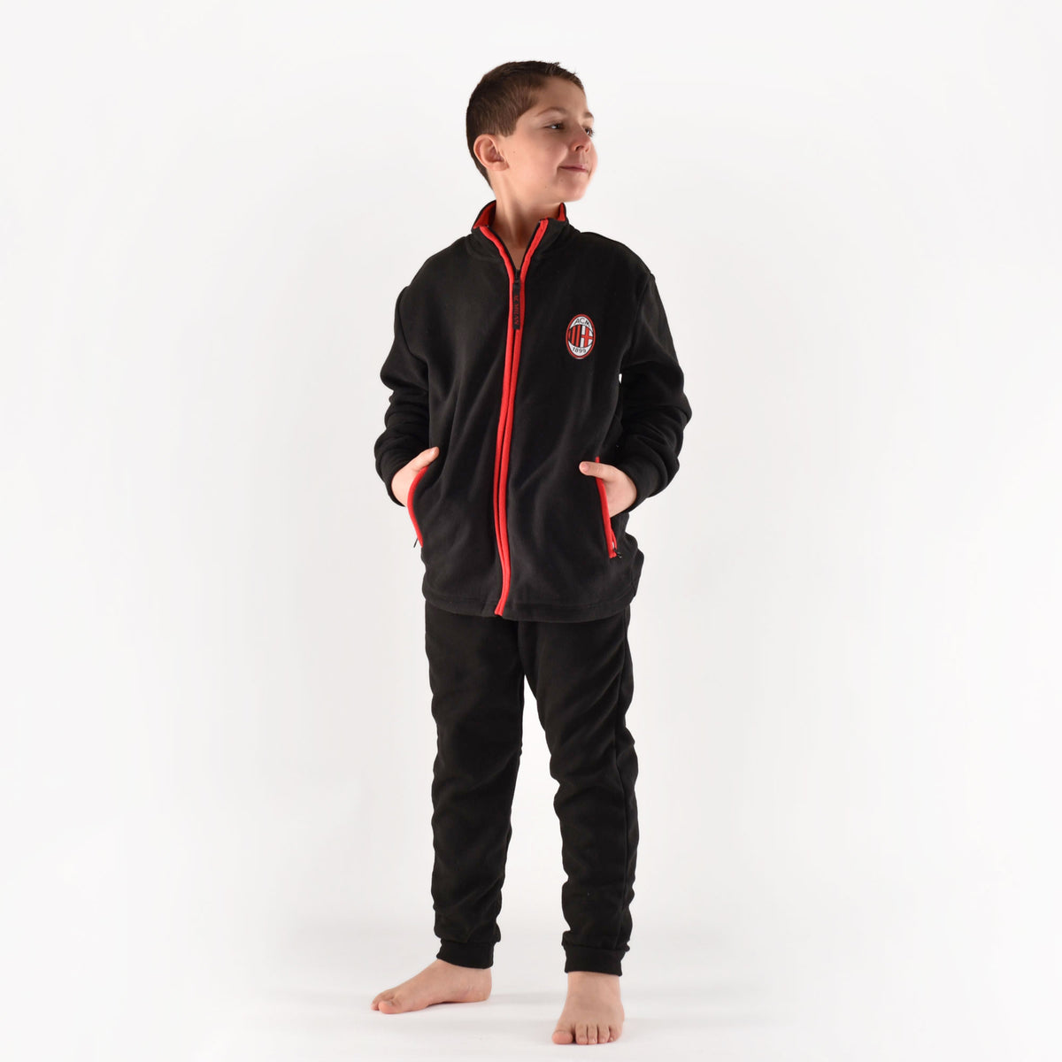 Pigiama tuta bambino Milan zip pile B2MI15118 nero