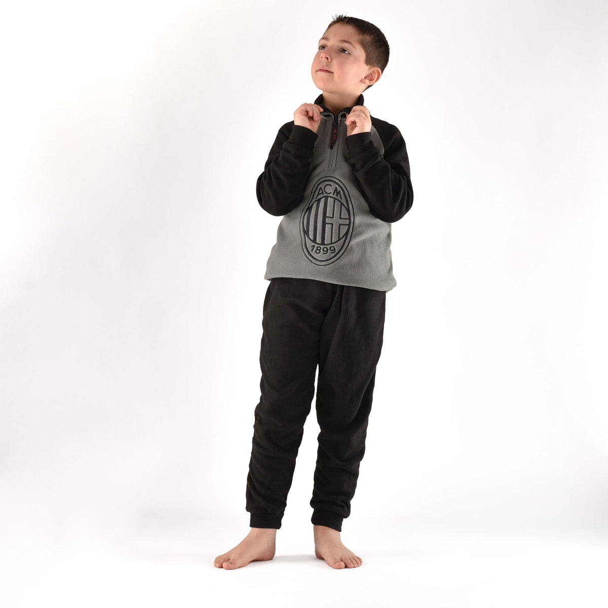 Pigiama tuta Milan bambino ragazzo pile B2MI15118 grigio nero