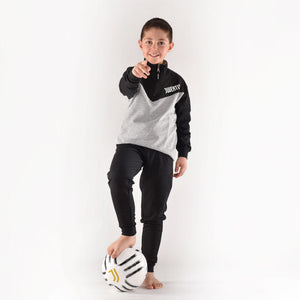 Pigiama tuta bambino Juventus mezza zip cotone felpato B2JU15117 grigio melange