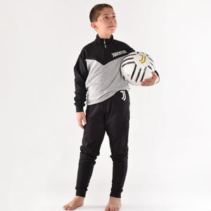 Pigiama tuta bambino Juventus mezza zip cotone felpato B2JU15117 grigio melange
