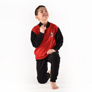 Pigiama tuta bambino Milan mezza zip cotone felpato B2MI15116 rosso