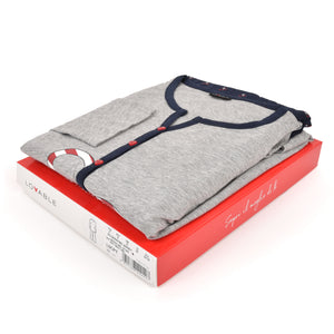 Pigiama donna Lovable L0CPT cotone ancora cuori grigio melange blu