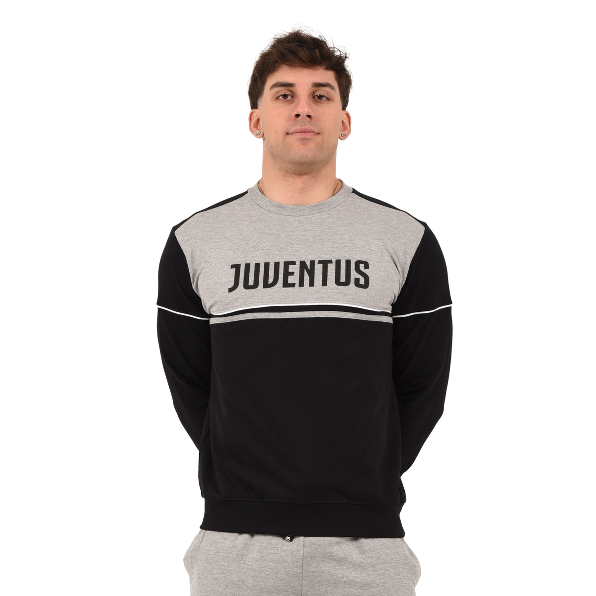 Felpa girocollo leggera Ufficiale JUVENTUS 100% cotone nera