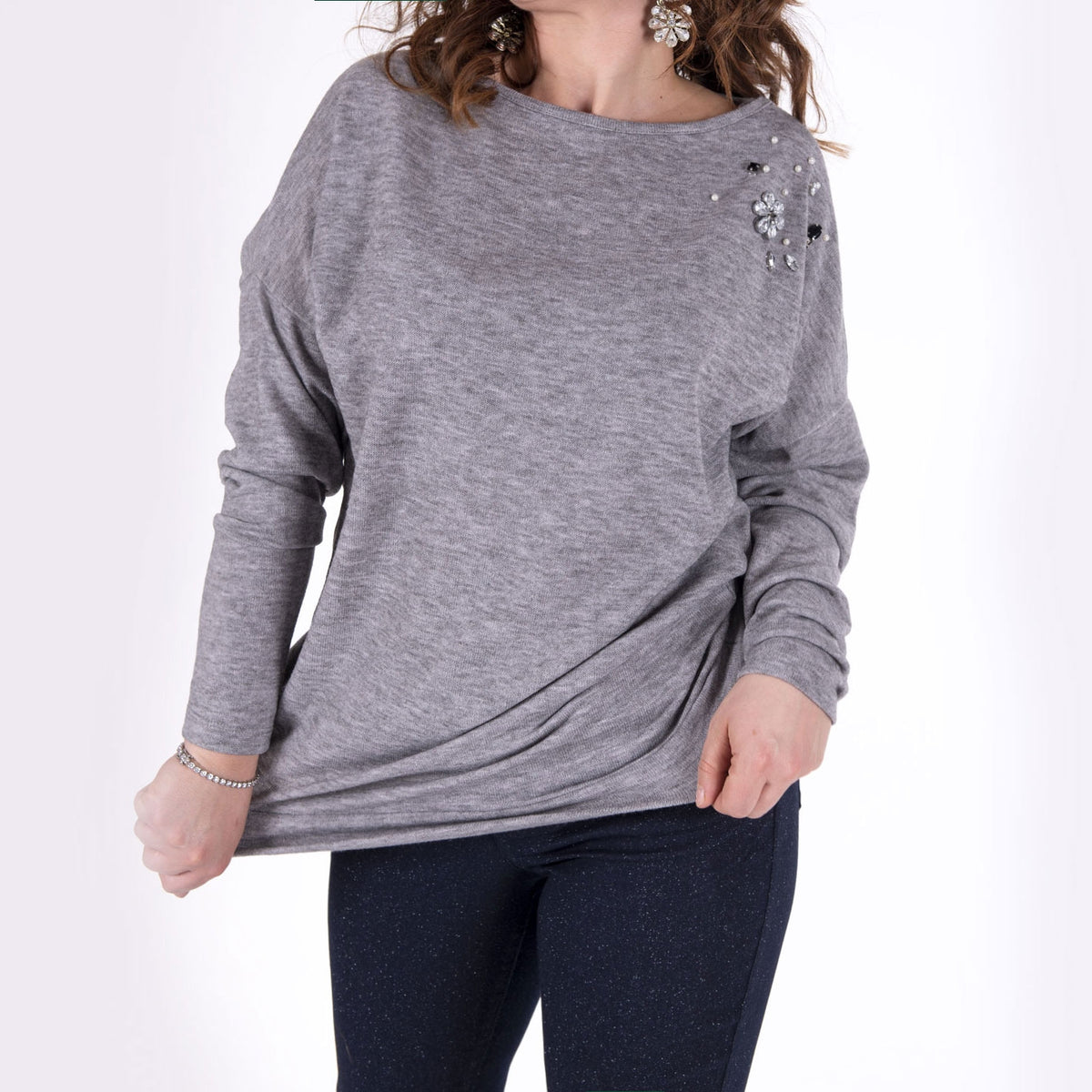 Maglia maxi donna Philippe Matignon Sens grigio 
