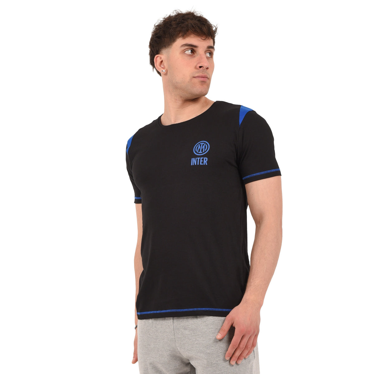 T-shirt maglia uomo girocollo 100% cotone ufficiale INTER-nera