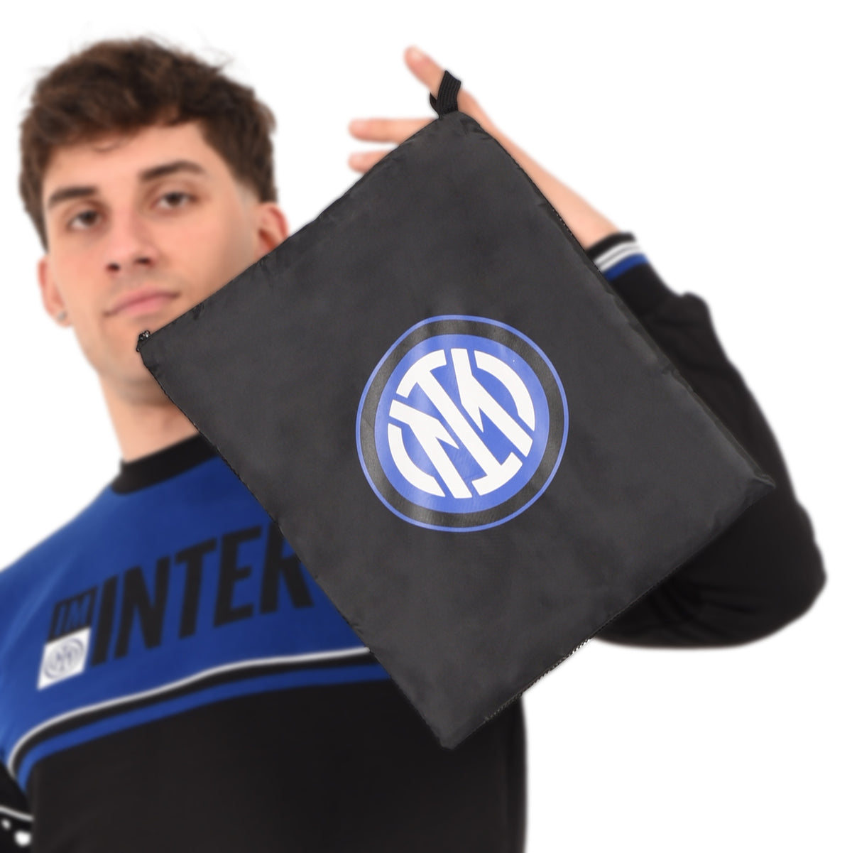 Felpa leggera Ufficiale Inter 100% cotone nero azzurra