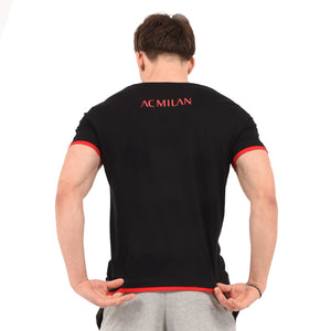 T-shirt maglia uomo girocollo 100% cotone ufficiale MILAN nera