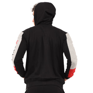 Felpa leggera con cappuccio Ufficiale AC MILAN cotone nero, grigio melange
