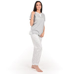 Pigiama donna estivo Cippi 4700 cotone grigio melange bianco