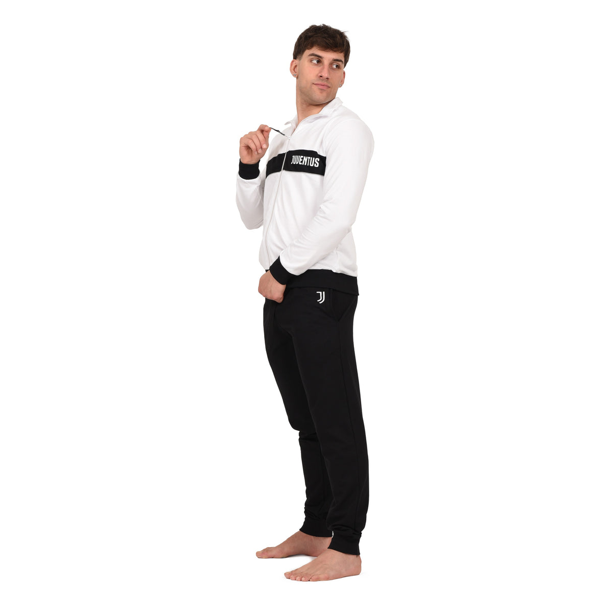 Tuta uomo Juventus FC in cotone leggero bianco nero F10 2085