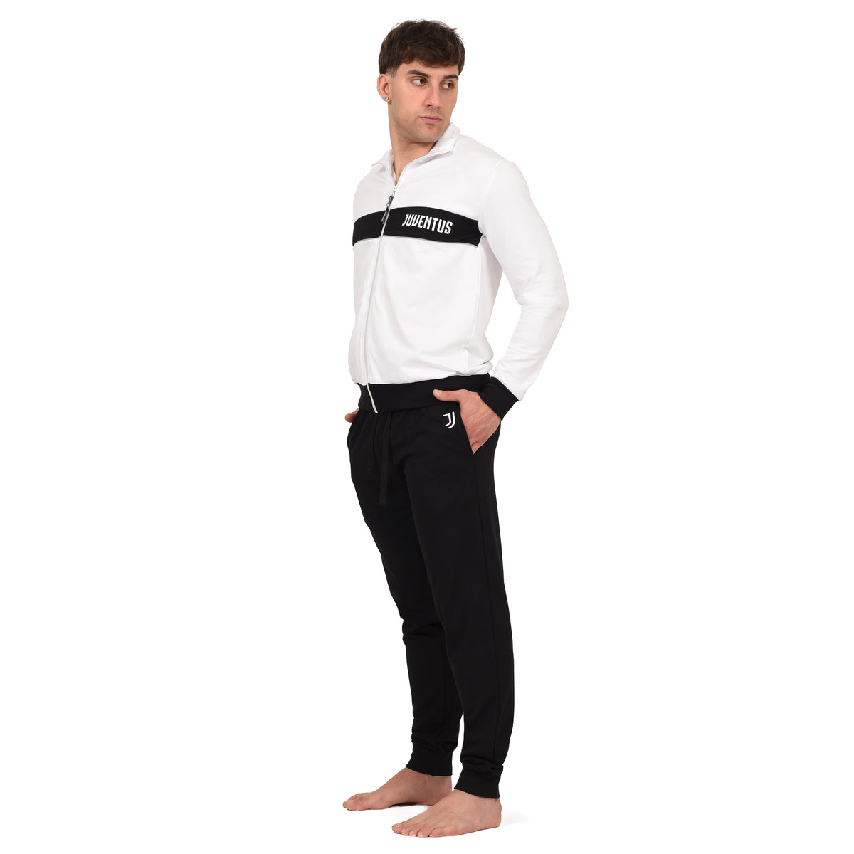 Tuta uomo Juventus FC in cotone leggero bianco nero F10 2085