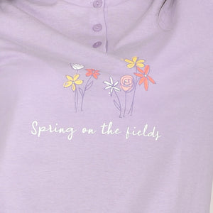 Pigiama donna cotone 100% Infiore 1225 fiori cuori lilla