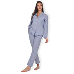 Pigiama donna Jadea 3143 aperto 100% cotone fantasia quadri jeans