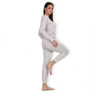 Pigiama donna Jadea 3147 cotone grigio melange