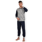Pigiama uomo Lovable L0CPZ cotone grigio melange blu