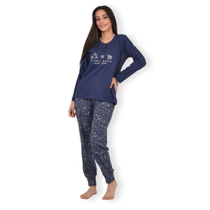 Pigiama donna Infiore 1241 cotone blu coniglietti
