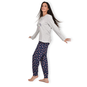 Pigiama donna cotone Infiore 1221 arcobaleno grigio melange blu
