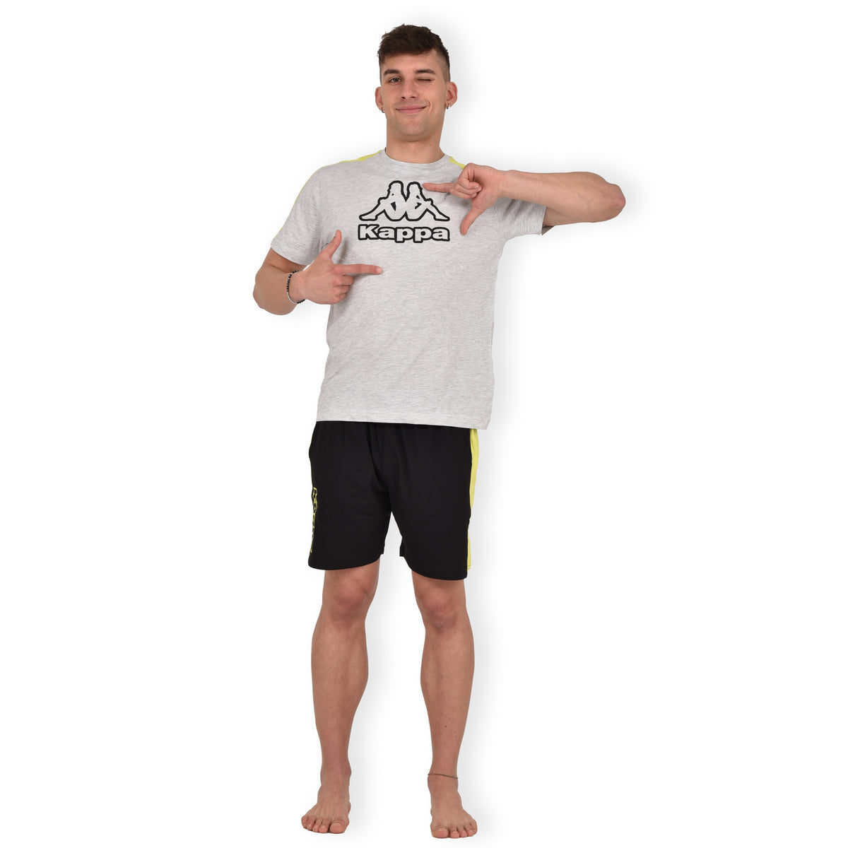 Pigiama uomo sportivo Kappa estivo corto 23725 grigio nero
