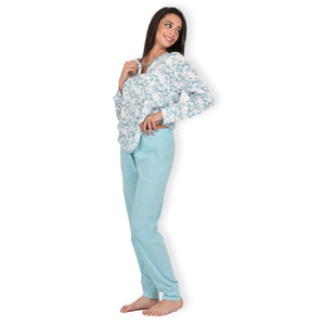 Pigiama donna cotone 100% Infiore 1278 fiori verde tiffany