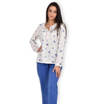 Pigiama donna cotone 100% Infiore 1264 fiori panna blu