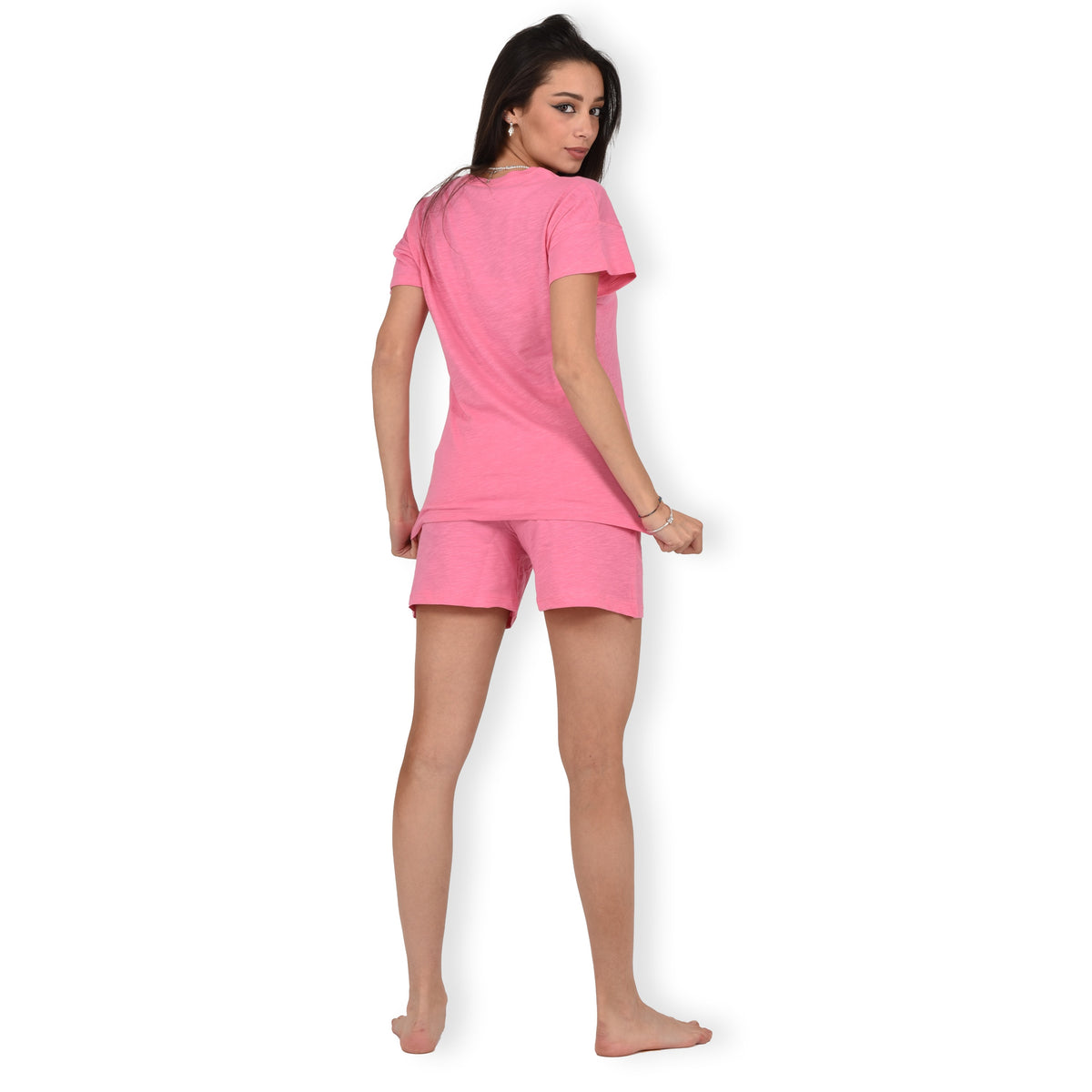 Pigiama donna Jadea 3148 100% cotone estivo rosa pink